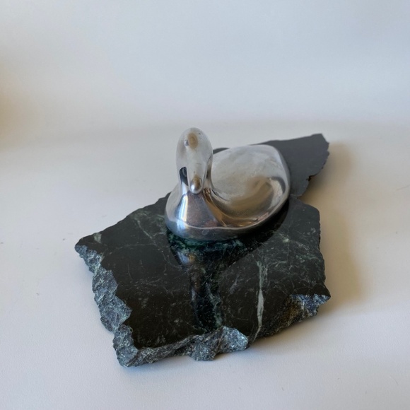 Vintage Haselton Sculpture: Aluminium LOON on Marble Base, Signed, Collectible - Picture 15 of 15